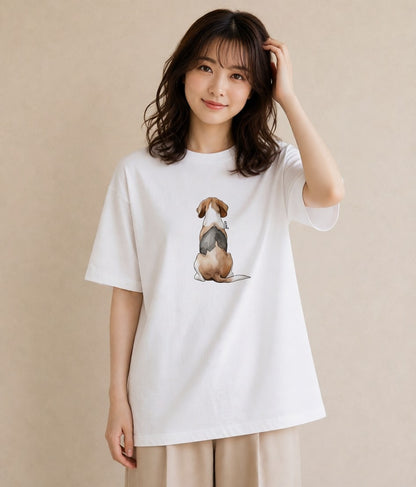 Tシャツ レディース ビーグル 犬 いぬ イラスト 敬老の日 ホワイトデー 白T YMAZO