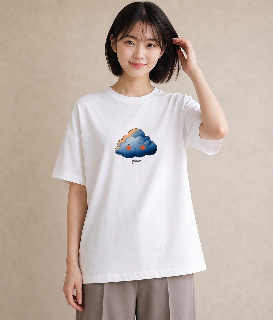 デザインTシャツ レディース 虹 星空 宇宙 イラスト 抜け感 ミセス 春コーデ 白T YMAZO
