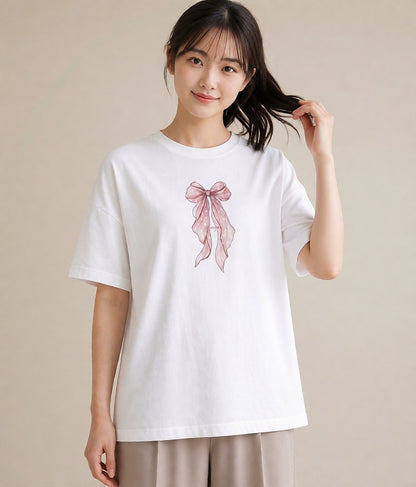 グラフィックTシャツ レディース レースハンカチ レース ハンカチ ナチュラル アンティーク イラスト レトロ 帰省 ラフ 白T YMAZO