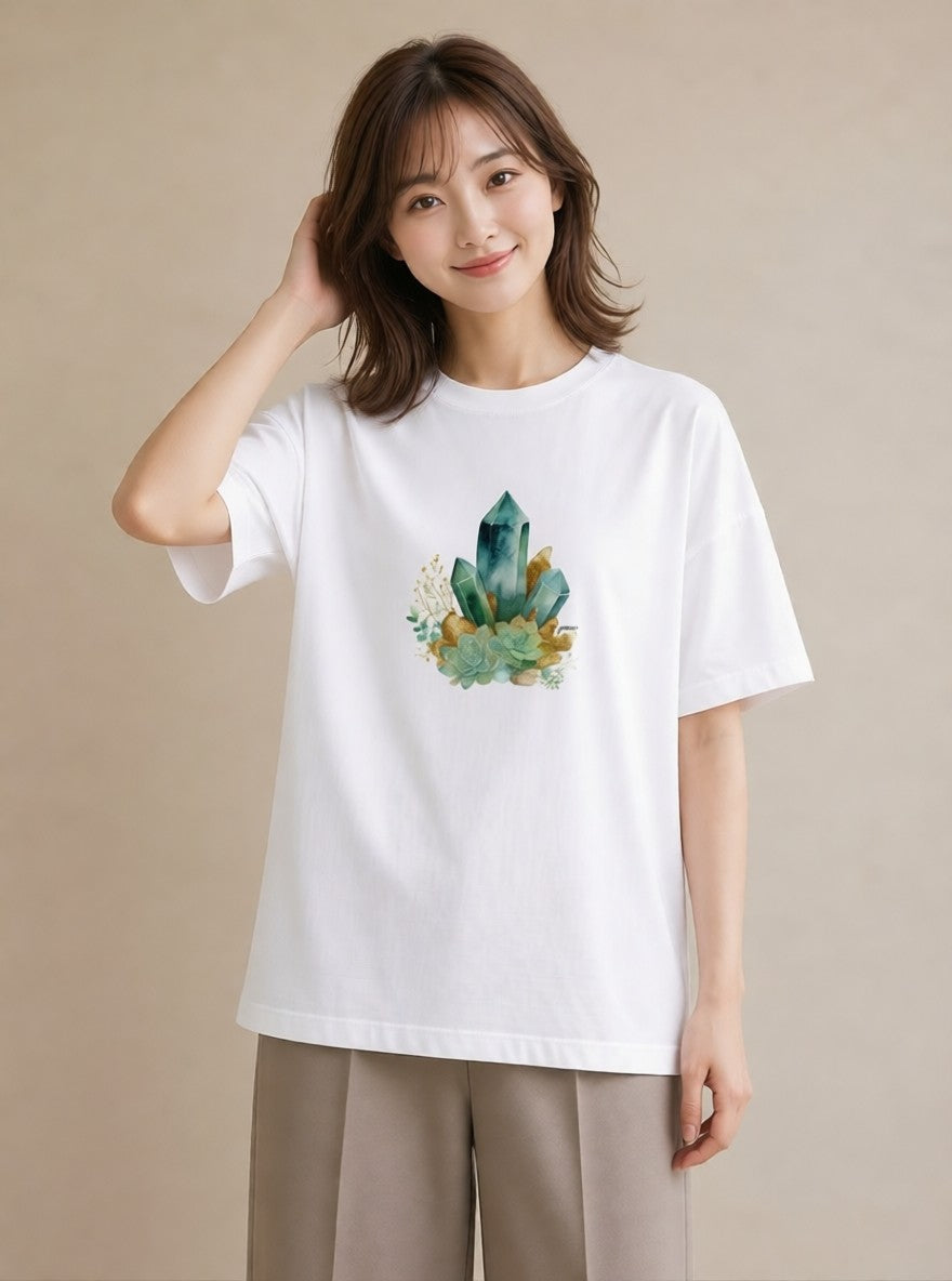 デザインTシャツ レディース 多肉植物 植物 ボタニカル イラスト お出かけ 普段着 白T YMAZO