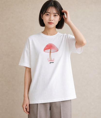 プリントTシャツ レディース 傘 水たまり 雨 ナチュラル アンティーク イラスト ガーリー デート 帰省 白T YMAZO