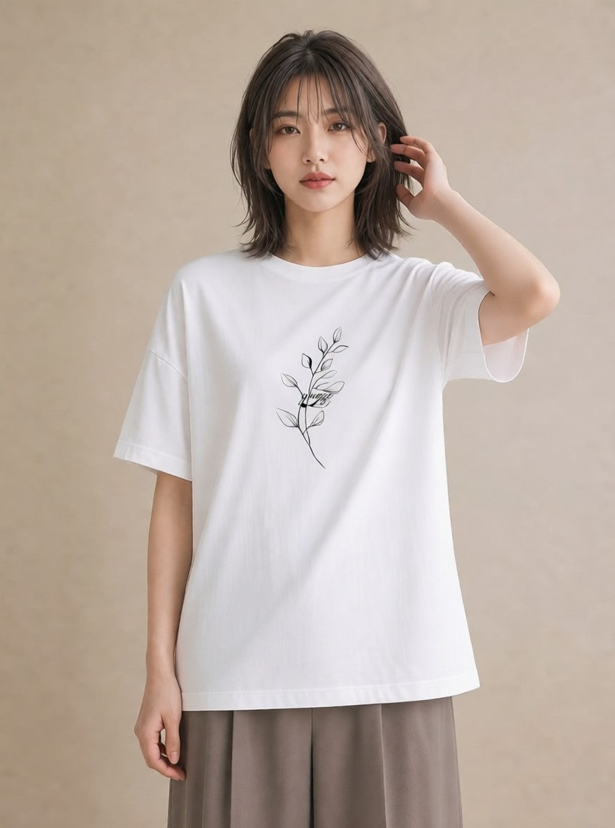 半袖Tシャツ レディース 小花 花 フラワー イラスト ポップ 週末コーデ 敬老の日 白T YMAZO