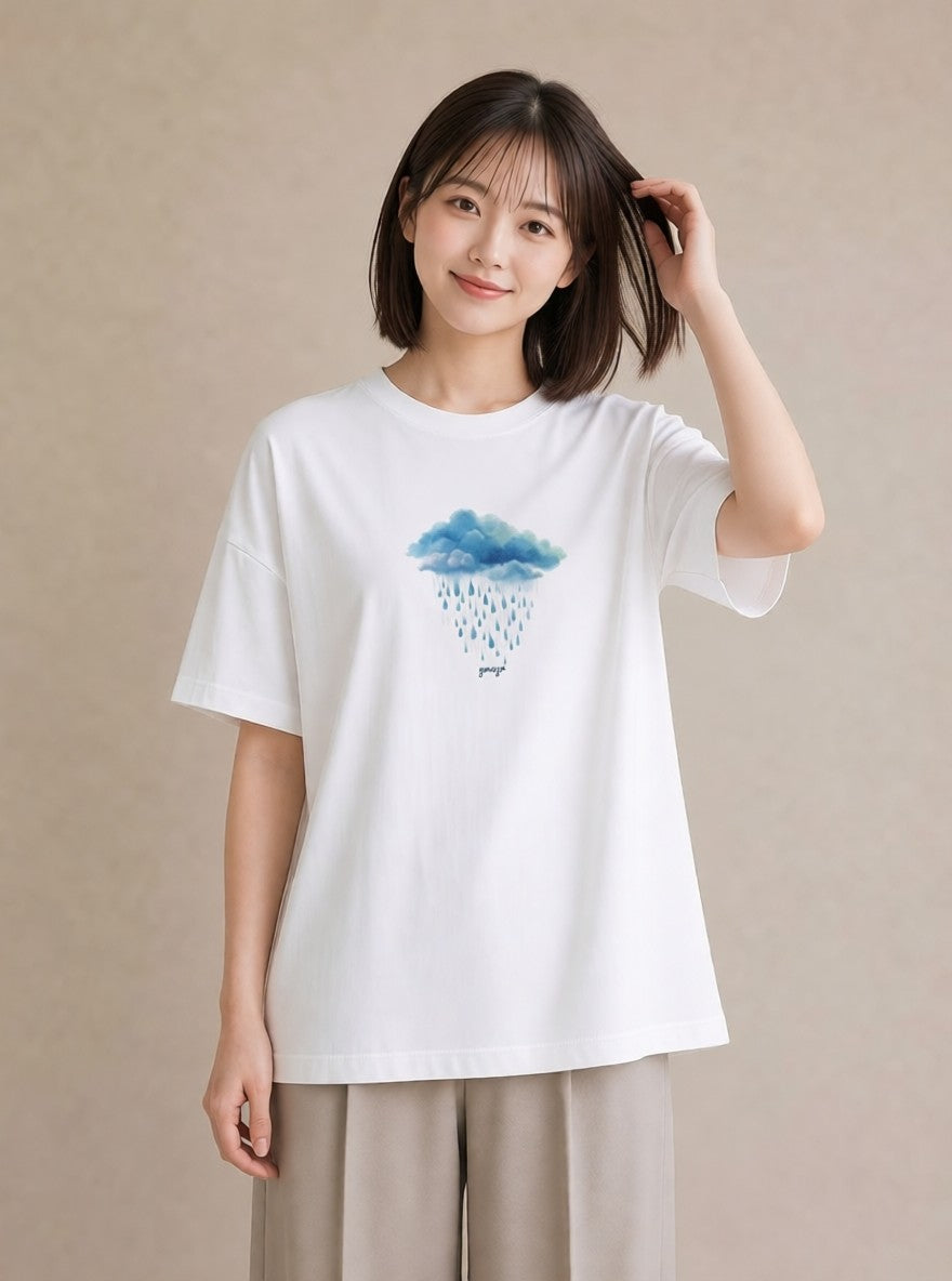 グラフィックTシャツ レディース 虹 星空 宇宙 イラスト デイリーウェア 休日 白T YMAZO