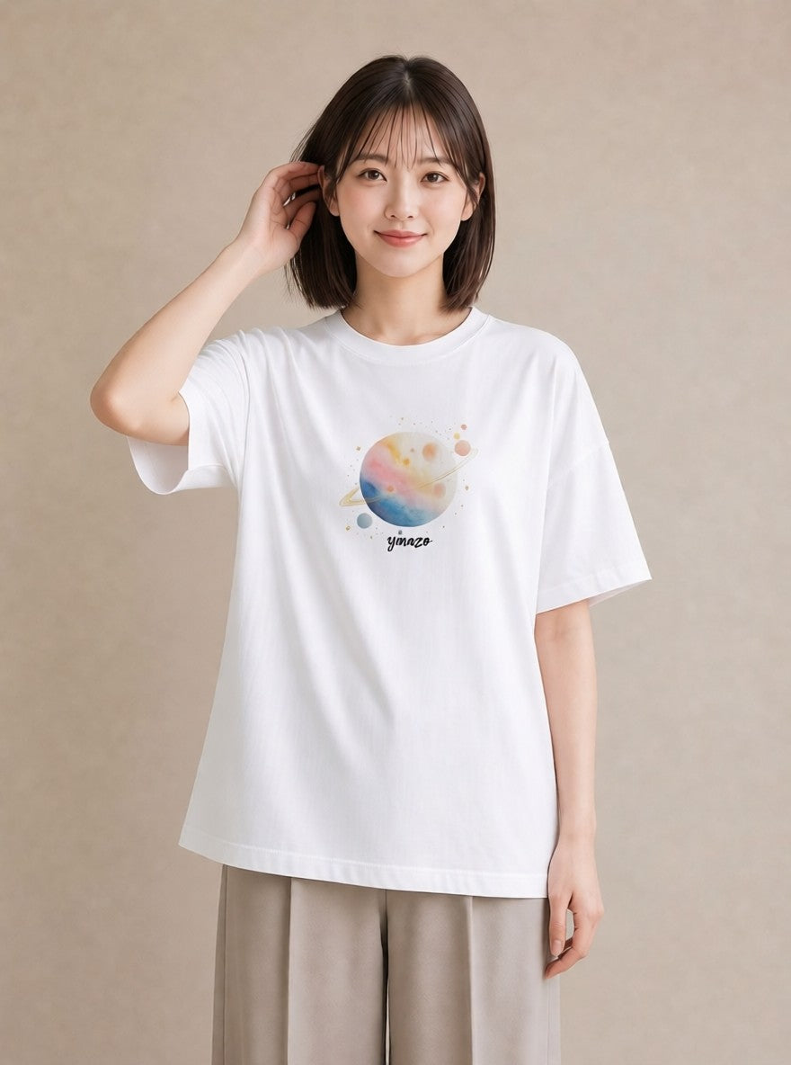 Tシャツ レディース 魚座 星空 宇宙 イラスト 手描き風 女性向けギフト 散歩 白T YMAZO