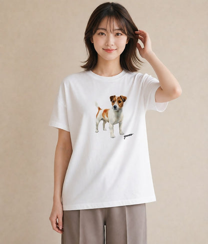 半袖Tシャツ レディース ミックス犬 犬 いぬ イラスト ラフカジュアル 親子 20代 白T YMAZO