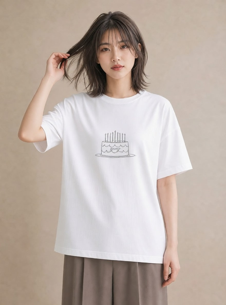 半袖Tシャツ レディース スイーツ お菓子 デザート イラスト ボタニカル 姉妹 送別ギフト 白T YMAZO