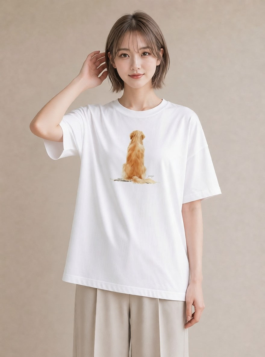 デザインTシャツ レディース 愛犬 犬 いぬ イラスト ユニーク カフェ巡り 女子会 白T YMAZO