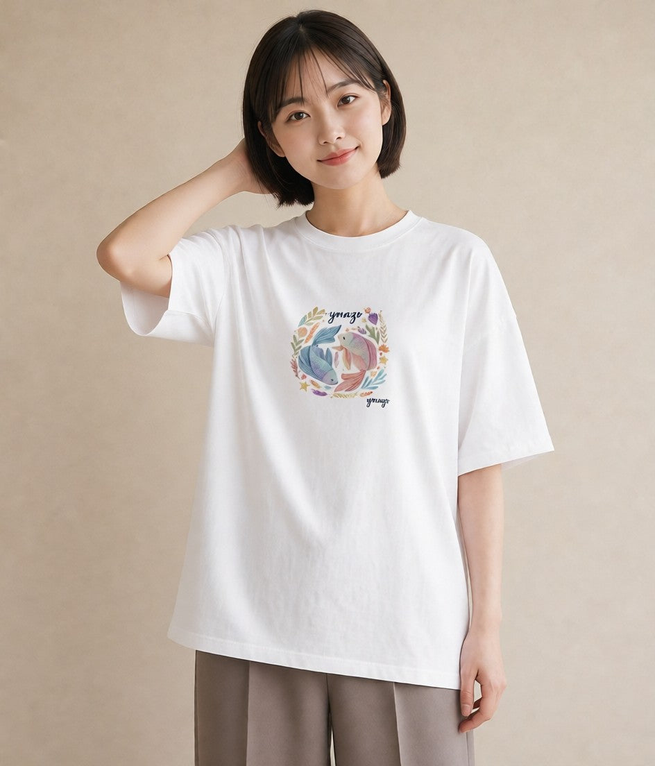 グラフィックTシャツ レディース 天秤座 星空 宇宙 イラスト お洒落 自分用 ルームウェア 白T YMAZO