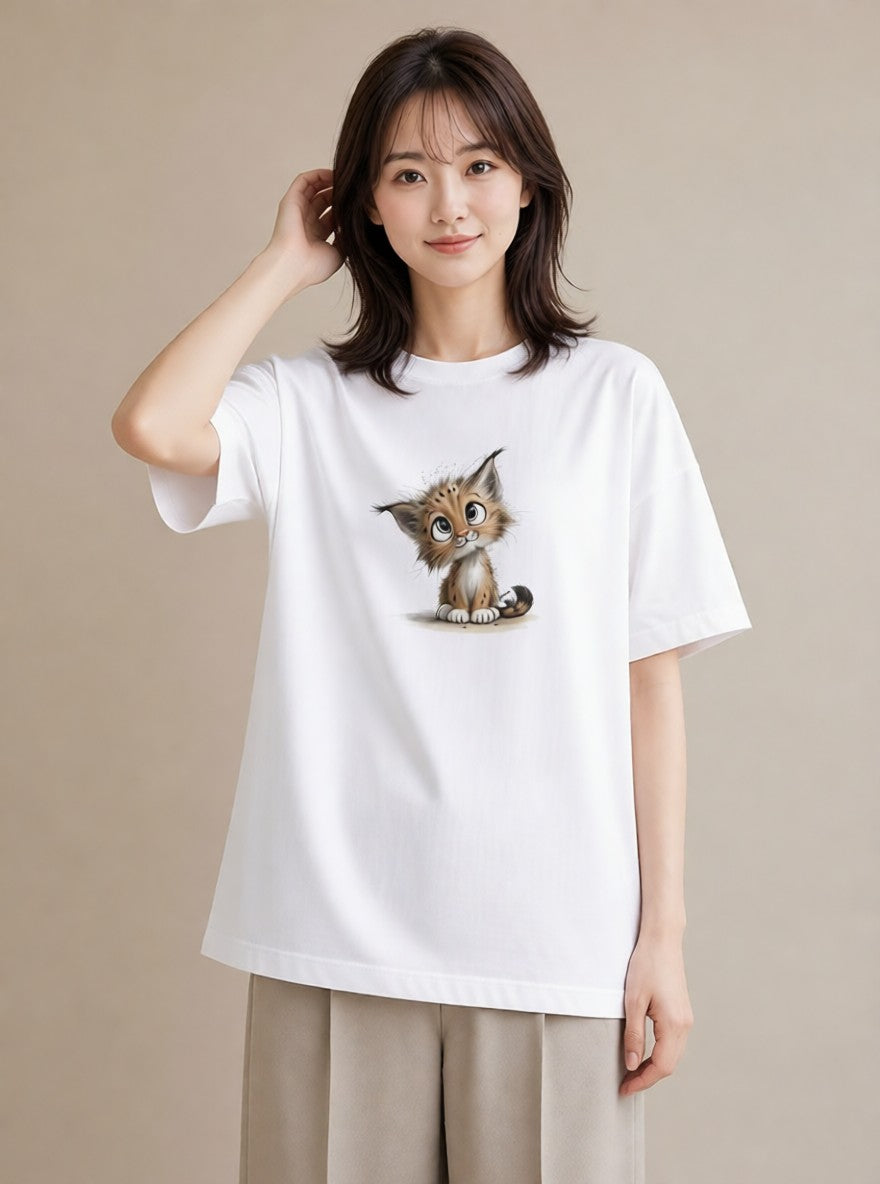 半袖Tシャツ レディース 子猫 猫 ねこ イラスト 個性的 母娘コーデ 自分用 白T YMAZO