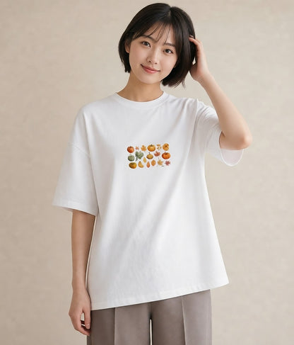 デザインTシャツ レディース 実り 植物 ボタニカル イラスト ラフカジュアル カフェ服 クリスマス 白T YMAZO