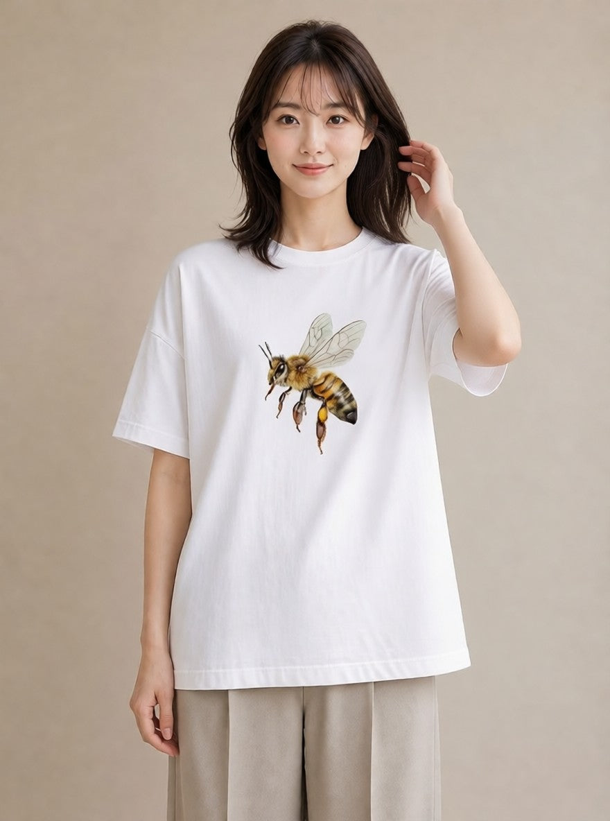 Tシャツ レディース ハニー 食べ物 フード イラスト ラフ 送別ギフト 通勤 白T YMAZO