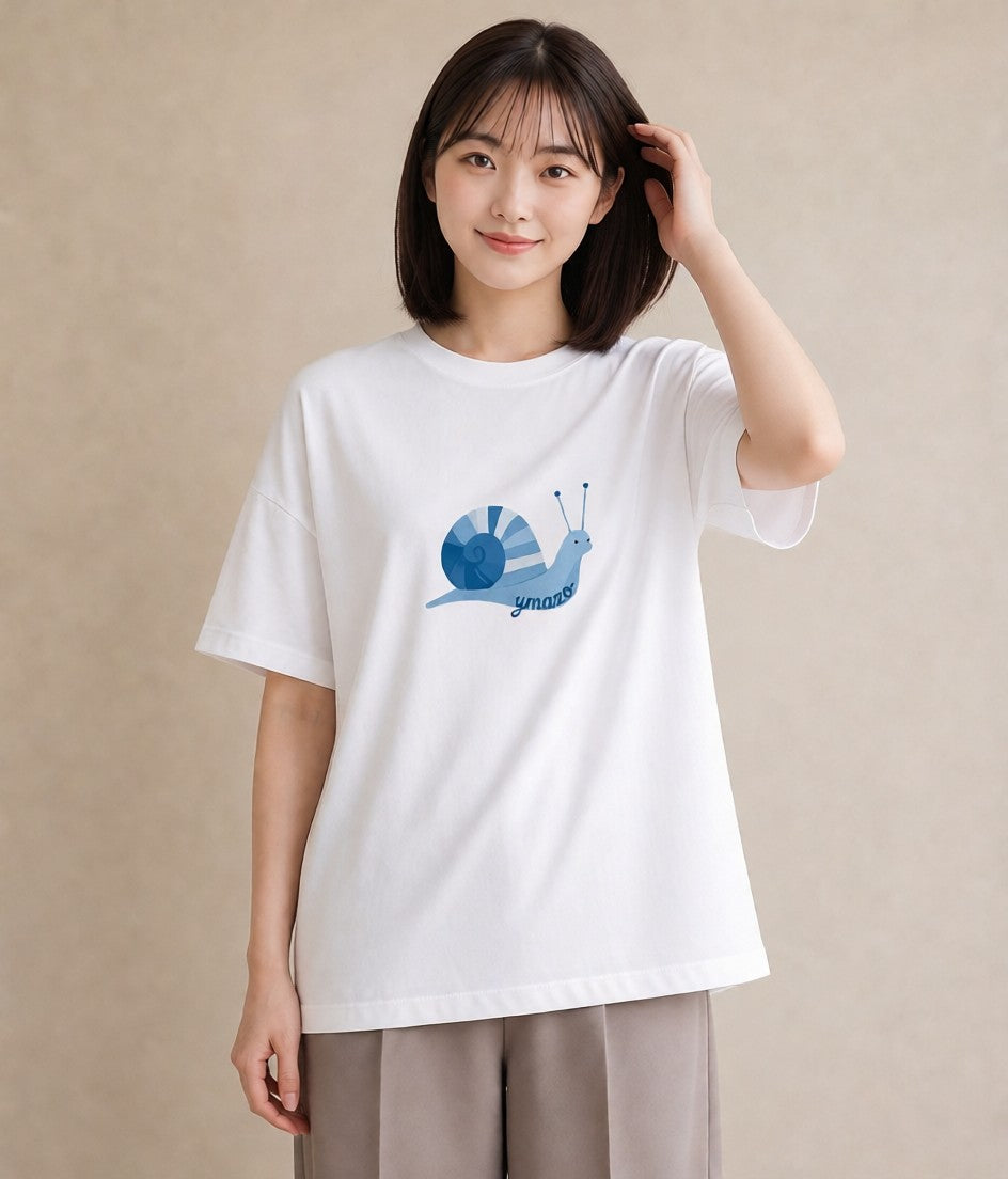 半袖Tシャツ レディース かたつむり 昆虫 虫 イラスト ナチュラル 社会人 女性 白T YMAZO