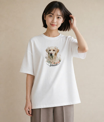 デザインTシャツ レディース ゴールデンレトリバー ゴールデン 犬 いぬ イラスト 休日コーデ ビーチ デイリーウェア 白T YMAZO