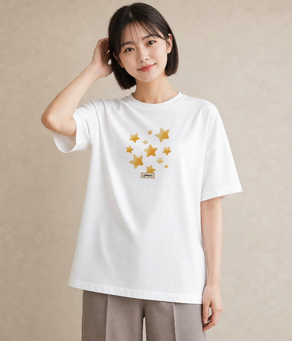 Tシャツ レディース 星空 宇宙 イラスト 姉妹 送別ギフト 白T YMAZO