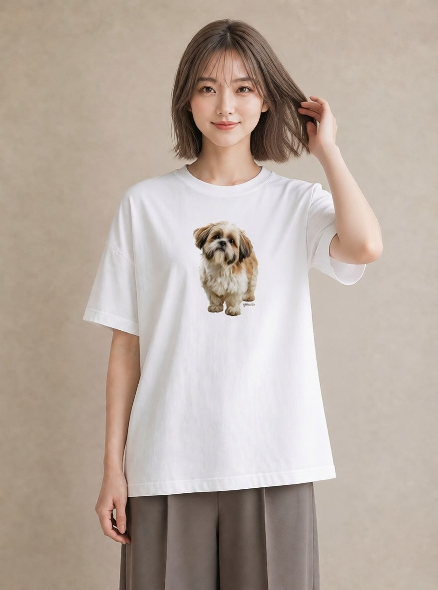 グラフィックTシャツ レディース 狆 犬 いぬ イラスト 敬老の日 ホワイトデー 白T YMAZO