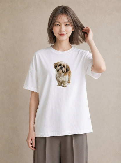 グラフィックTシャツ レディース 狆 犬 いぬ イラスト 敬老の日 ホワイトデー 白T YMAZO