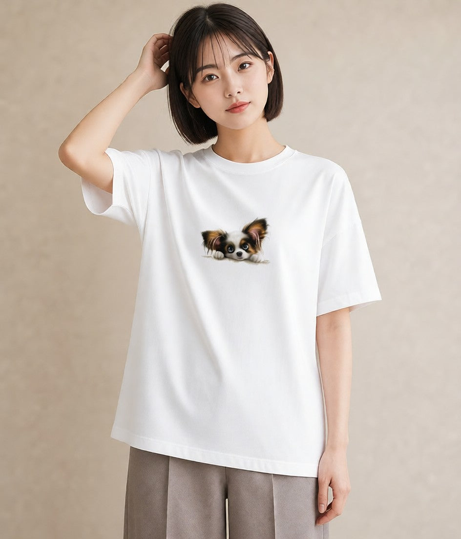 プリントTシャツ レディース わんこ 犬 いぬ イラスト ポップ 親子 20代 白T YMAZO
