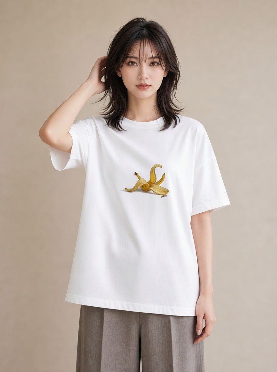 プリントTシャツ レディース バナナ 食べ物 フード イラスト レトロ 在宅 公園 白T YMAZO