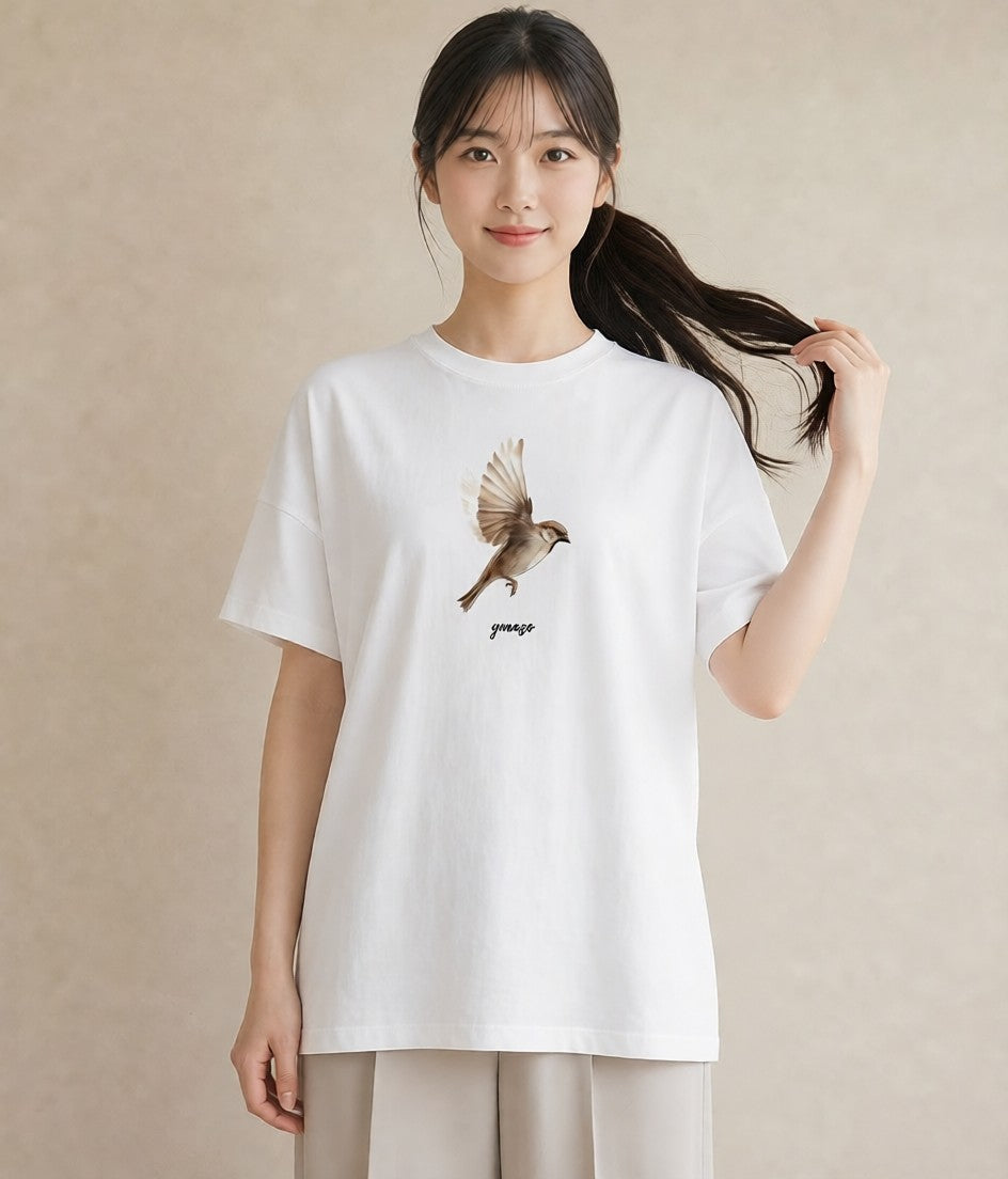 半袖Tシャツ レディース 桜文鳥 ペット 動物 イラスト 普段使い 母娘コーデ 自分用 白T YMAZO
