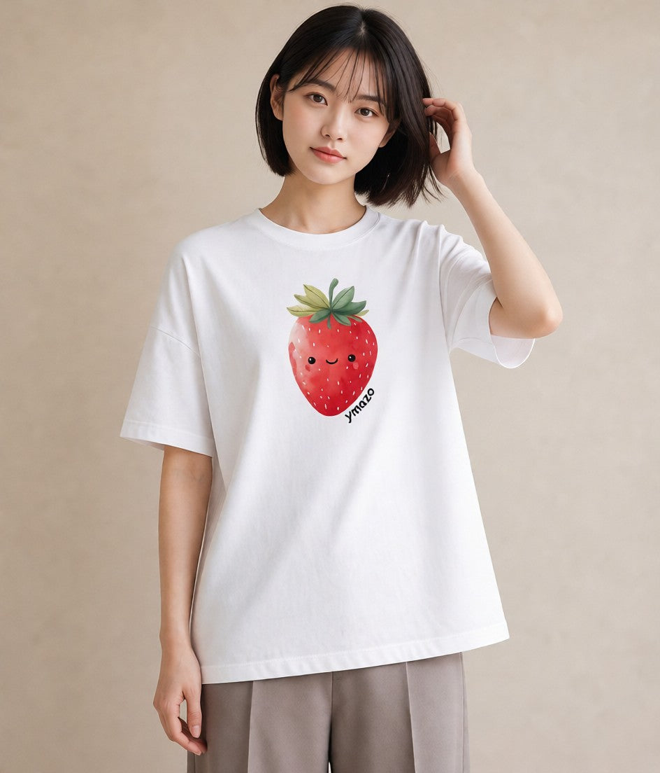 グラフィックTシャツ レディース ショートケーキ 食べ物 フード イラスト きれいめ 母の日 ビーチ 白T YMAZO