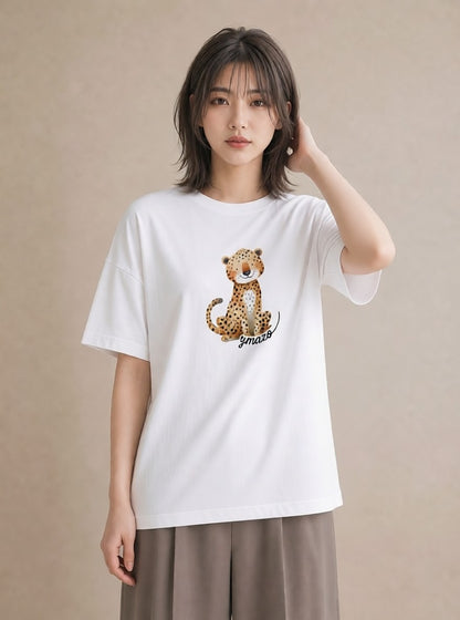 プリントTシャツ レディース ベンガル 猫 ねこ イラスト ママ カフェ服 白T YMAZO