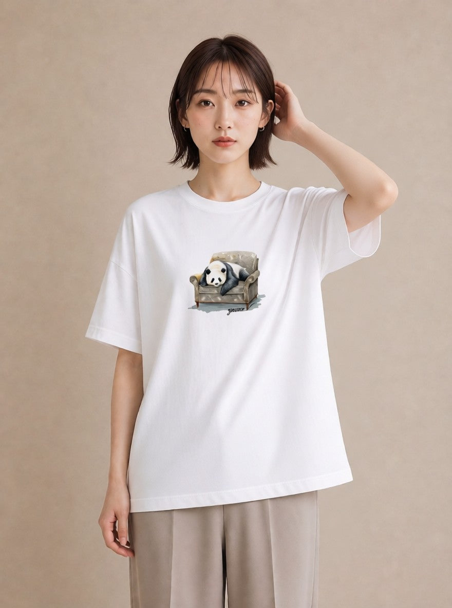 デザインTシャツ レディース パンダ 動物 アニマル イラスト お洒落 母娘コーデ 自分用 白T YMAZO