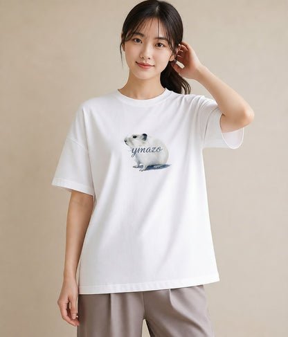 プリントTシャツ レディース シマリス ペット 動物 イラスト 旅行コーデ 女性向けギフト 散歩 白T YMAZO