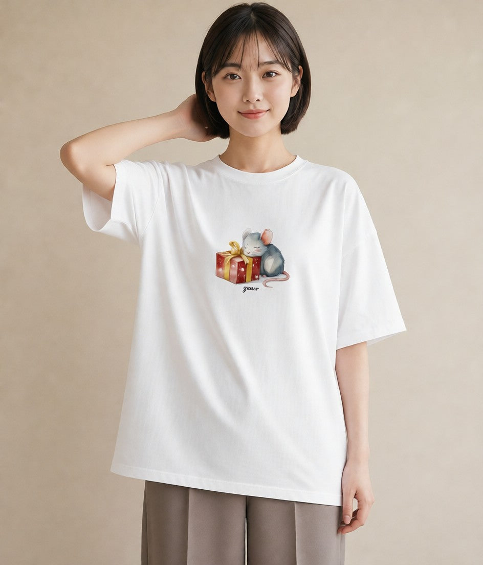 グラフィックTシャツ レディース チンチラ ペット 動物 イラスト カフェコーデ お揃い 親子 白T YMAZO