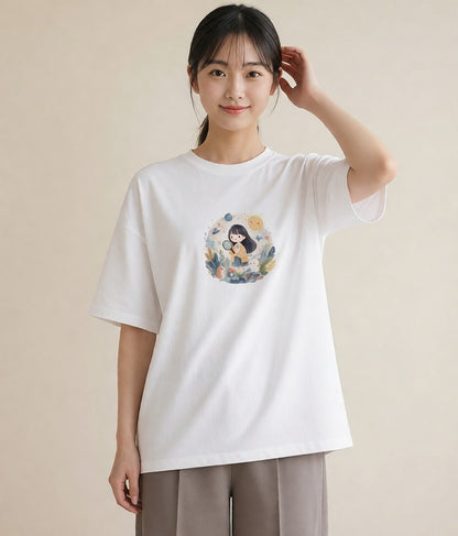 グラフィックTシャツ レディース 惑星 星空 宇宙 イラスト 旅行用 海 白T YMAZO