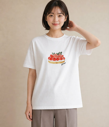 グラフィックTシャツ レディース プリン 食べ物 フード イラスト シンプル 誕生日プレゼント 綿100 白T YMAZO