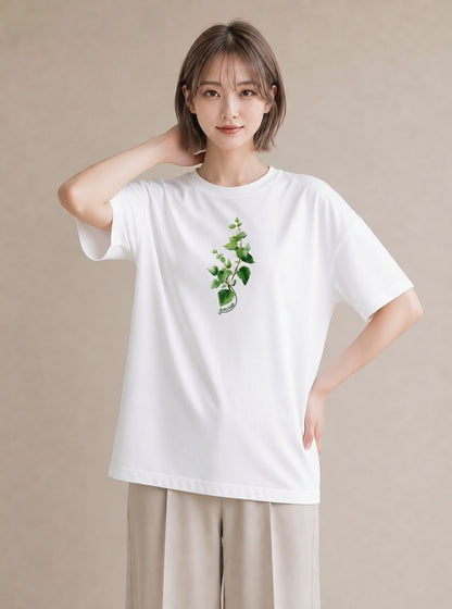 プリントTシャツ レディース ハーブ 植物 ボタニカル イラスト レトロ お揃い 親子 白T YMAZO