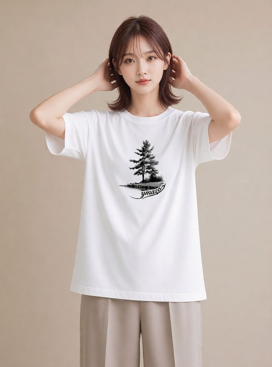 プリントTシャツ レディース 窓辺の雨 雨の日 窓 ナチュラル アンティーク イラスト シック おしゃれギフト 社会人 白T YMAZO