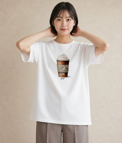 プリントTシャツ レディース エスプレッソ 食べ物 フード イラスト お洒落 お出かけ 普段着 白T YMAZO