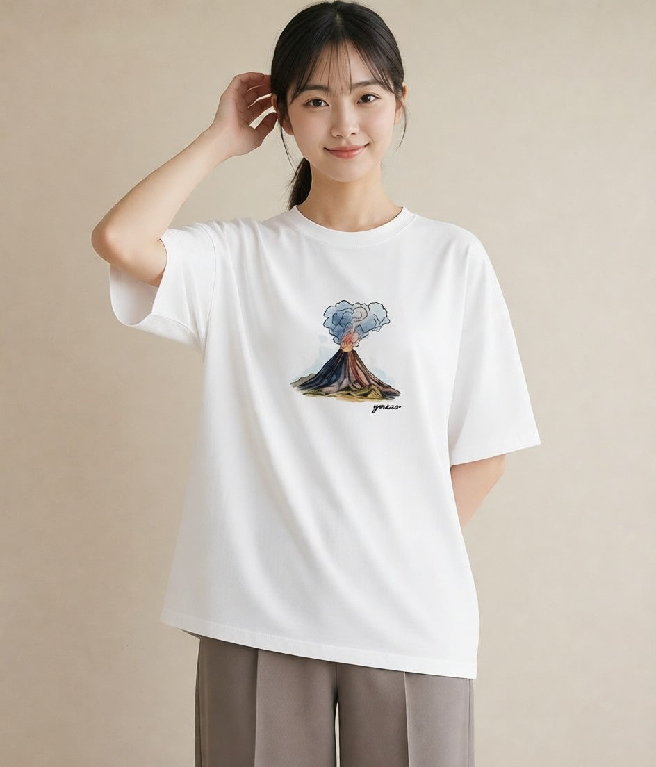グラフィックTシャツ レディース 山 星空 宇宙 イラスト ポップ 母娘コーデ 自分用 白T YMAZO