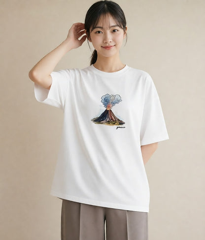 グラフィックTシャツ レディース 山 星空 宇宙 イラスト ポップ 母娘コーデ 自分用 白T YMAZO