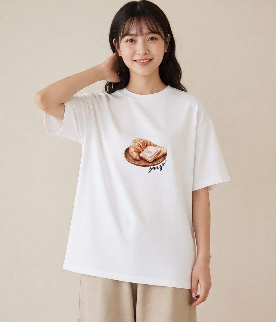 プリントTシャツ レディース たまご 食べ物 フード イラスト フェミニン 旅行用 海 白T YMAZO