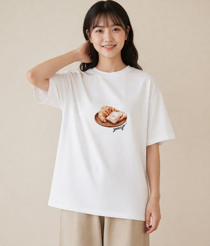 プリントTシャツ レディース たまご 食べ物 フード イラスト フェミニン 旅行用 海 白T YMAZO