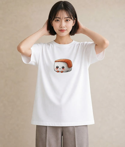 Tシャツ レディース おにぎり 食べ物 フード イラスト ユニーク ミセス 春コーデ 白T YMAZO