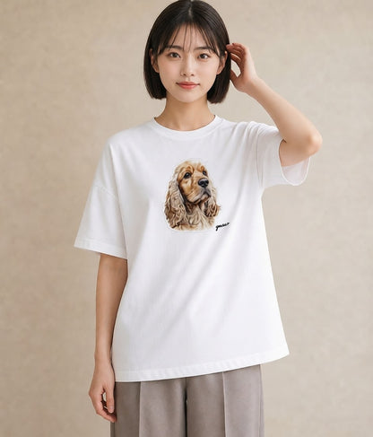 グラフィックTシャツ レディース 白柴 犬 いぬ イラスト 水彩風 春服 ミセス 白T YMAZO