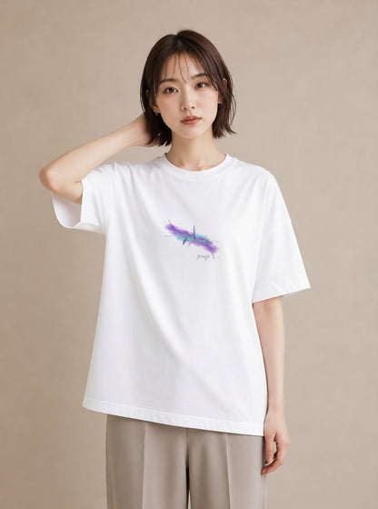 半袖Tシャツ レディース 双子座 星空 宇宙 イラスト フェミニン 週末コーデ 敬老の日 白T YMAZO