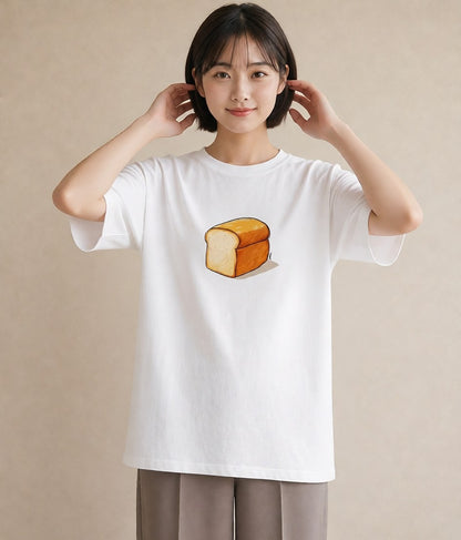 グラフィックTシャツ レディース パン 食べ物 フード イラスト 休日コーデ ホワイトデー 春服 白T YMAZO