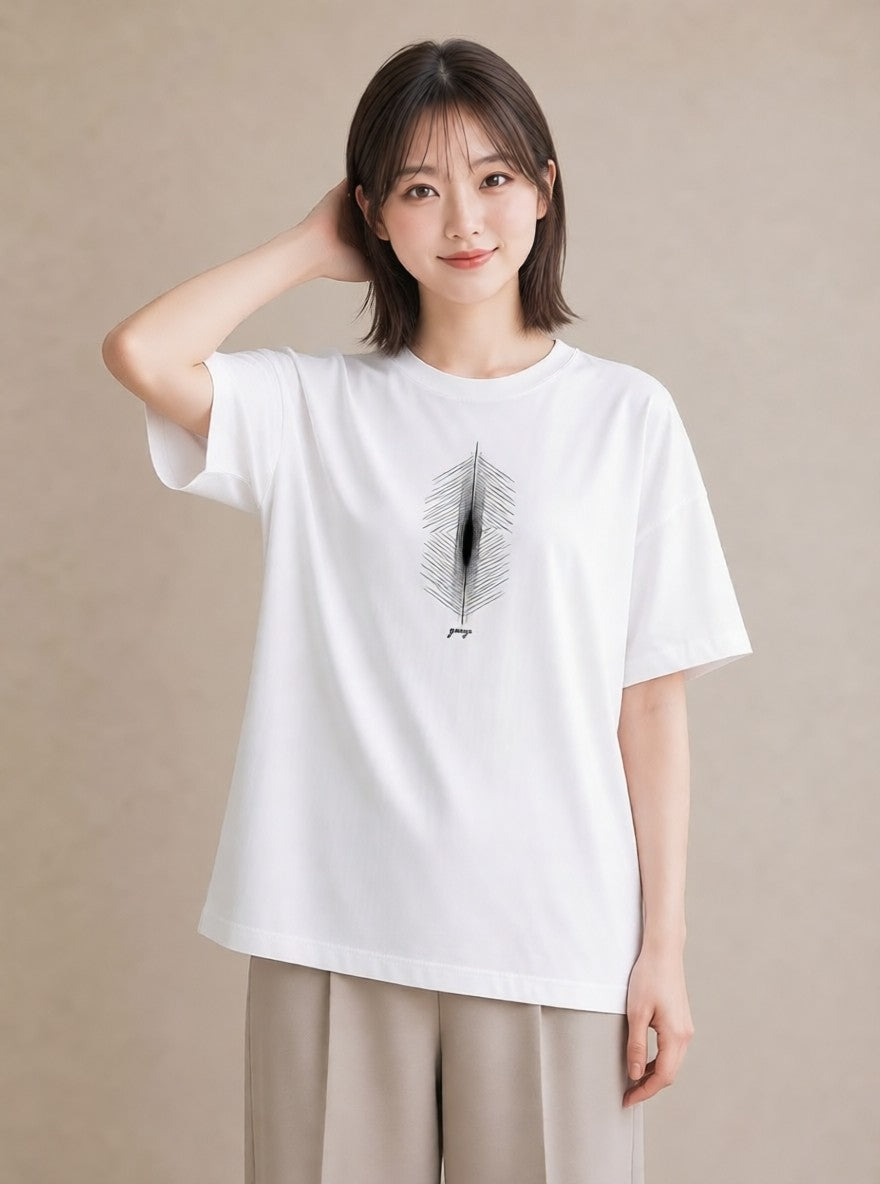 プリントTシャツ レディース 幾何学 ミニマル ジオメトリック イラスト モード レイヤード 友達ギフト 白T YMAZO
