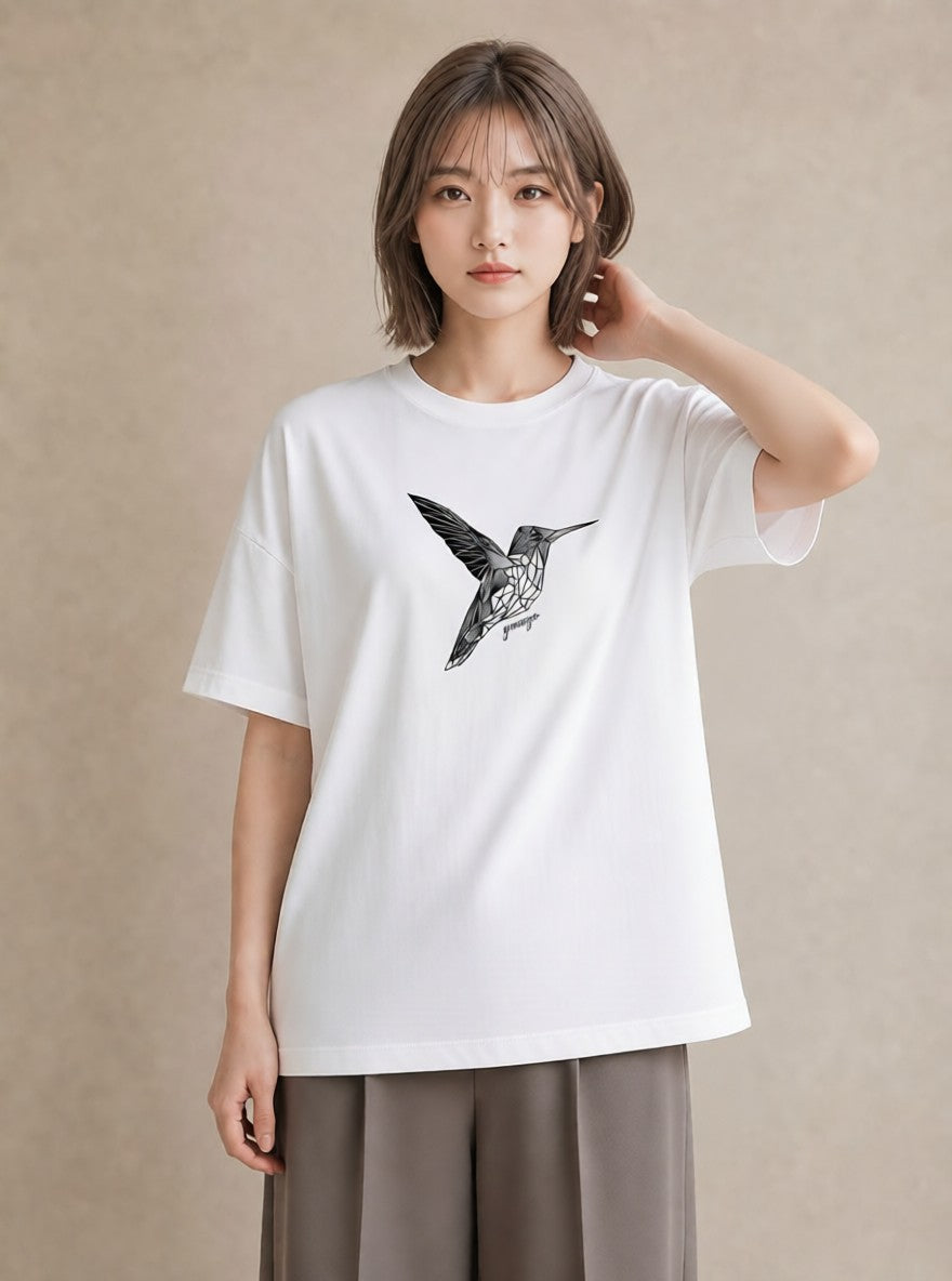 デザインTシャツ レディース 折り鶴 折り紙 ナチュラル アンティーク イラスト レトロ カフェ巡り 女子会 白T YMAZO