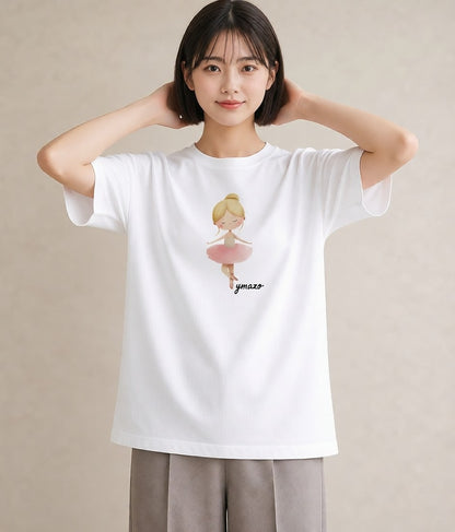 デザインTシャツ レディース バレエシューズ バレエ トウシューズ ナチュラル アンティーク イラスト お洒落 敬老の日 ホワイトデー 白T YMAZO