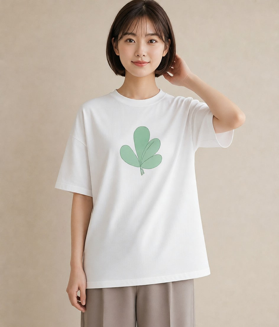 プリントTシャツ レディース つる 植物 ボタニカル イラスト 抜け感 母の日 ビーチ 白T YMAZO