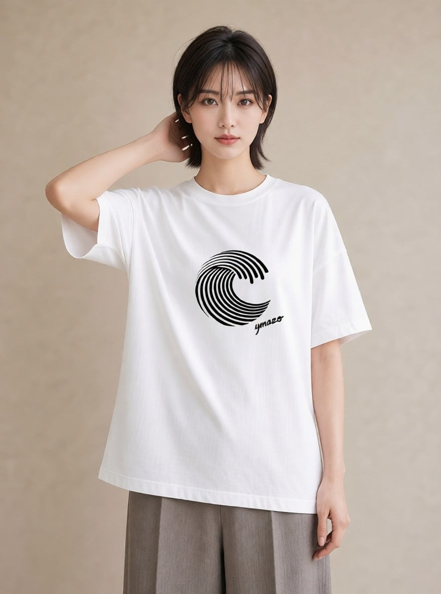 プリントTシャツ レディース 海 リゾート 夏 イラスト フェミニン 綿100 デート 白T YMAZO