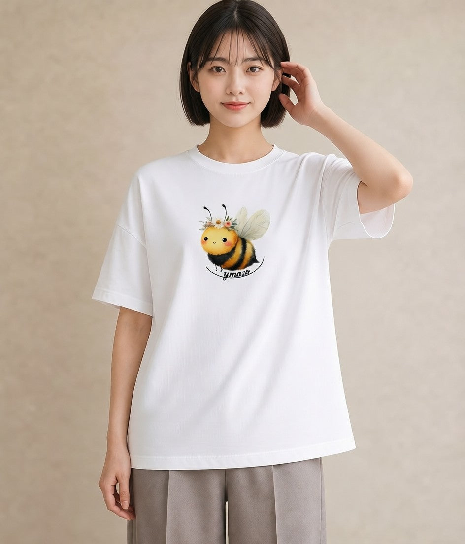プリントTシャツ レディース ハニー 食べ物 フード イラスト シンプル 週末コーデ 敬老の日 白T YMAZO