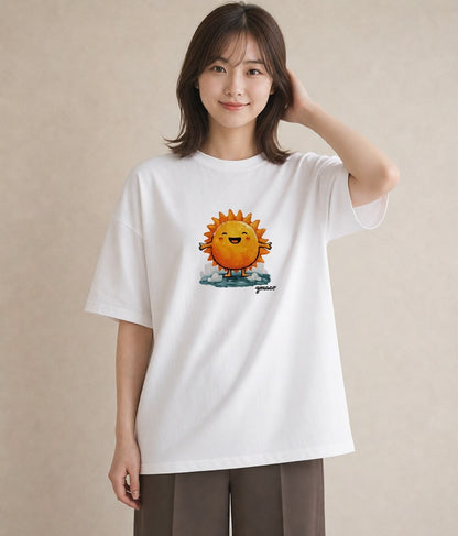 プリントTシャツ レディース 太陽 星空 宇宙 イラスト 水彩風 旅行 母娘コーデ 白T YMAZO