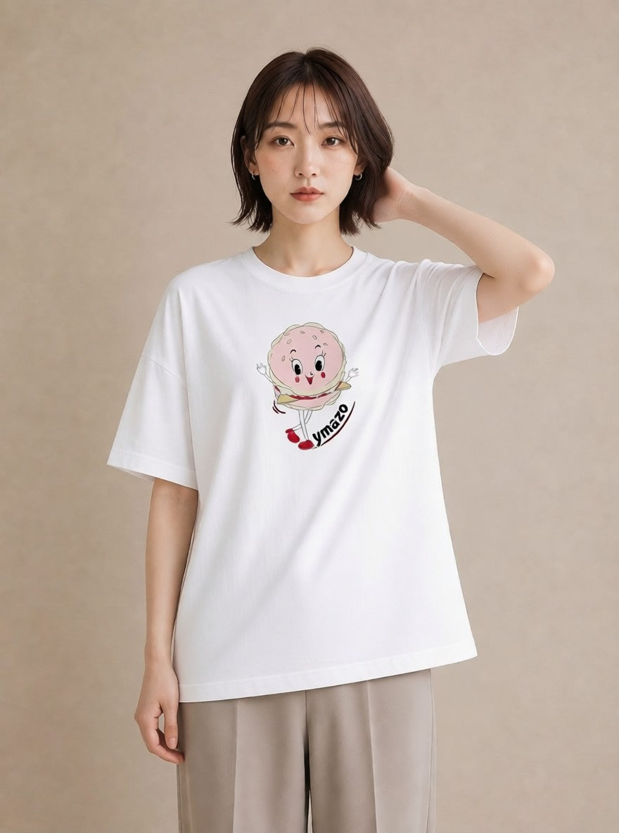 デザインTシャツ レディース ショートケーキ 食べ物 フード イラスト 可愛い カジュアルコーデ 買い物 白T YMAZO