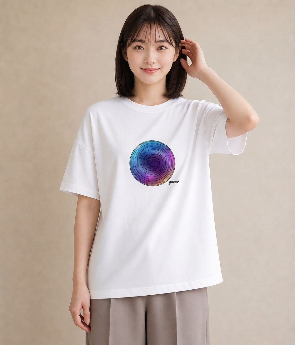 デザインTシャツ レディース 宇宙 星空 イラスト 水彩風 誕生日プレゼント 綿100 白T YMAZO